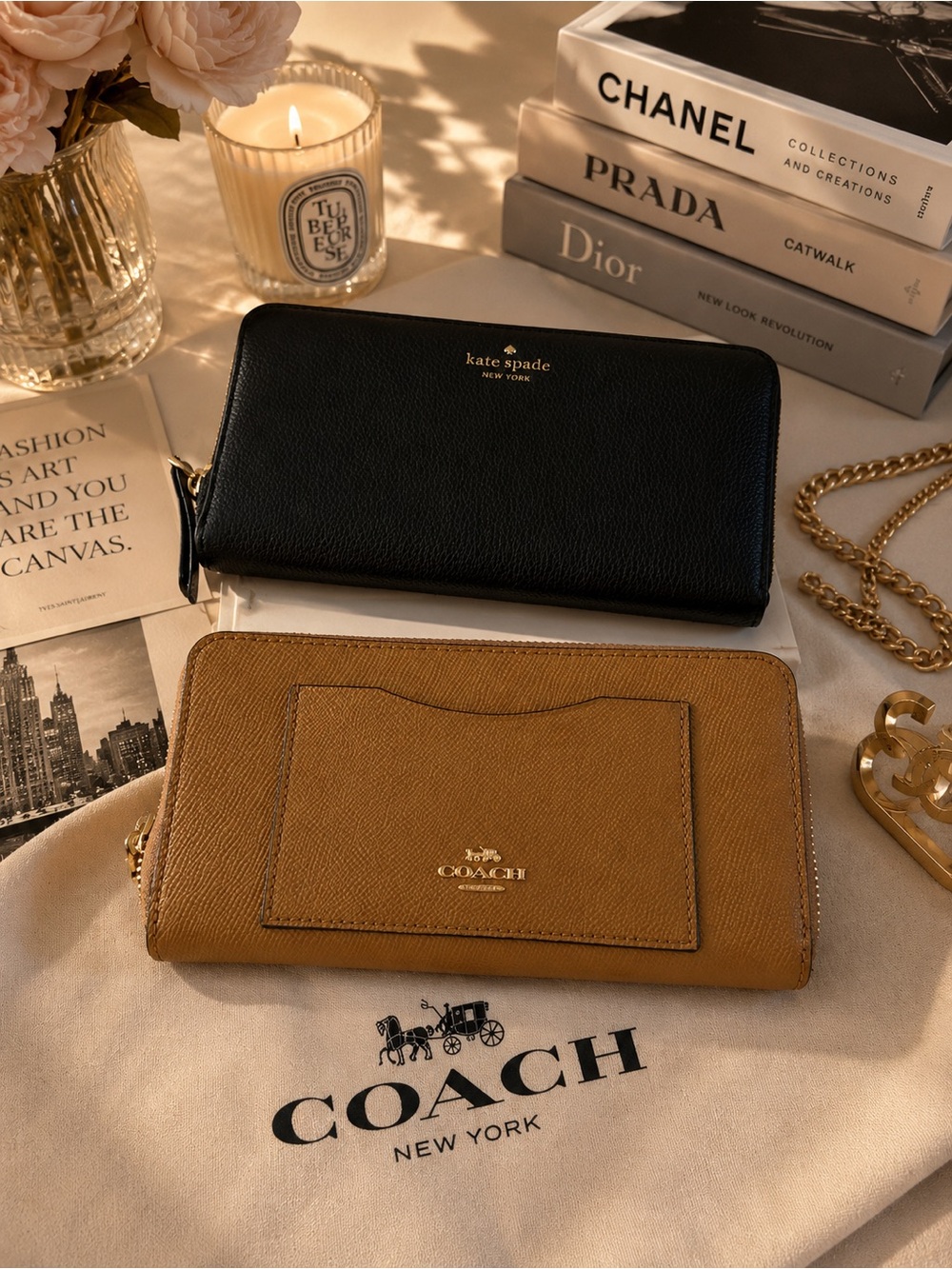 Coach Continental Zip Wallet in Camel